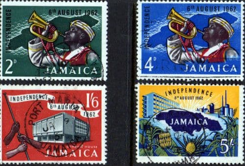 Jamaica 1962 Independence Miltary Bugler and Map Set Fine Used