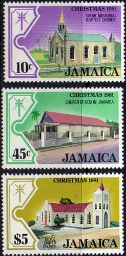 Jamaica 1981 Christmas Churches Set Fine Mint