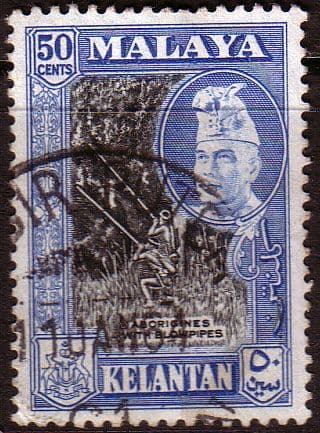 Kelantan 1957 SG 91 Natives and Blowpipes Fine Used
