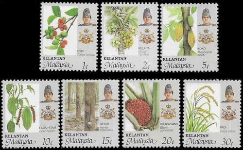 Kelantan 1986 Agricultural Products of Malaysia Set Fine Mint