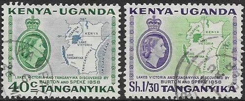Kenya Uganda and Taganyika 1958 Discocery of Lakes Tanganyika and Victoria Set Fine Used