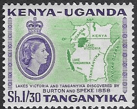 Kenya Uganda and Taganyika 1958 Discocery of Lakes Tanganyika and Victoria SG 182 Fine Mint