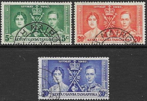 Kenya Uganda and Tanganyika 1937 King George VI Coronation Set Fine Used