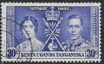 Kenya Uganda and Tanganyika 1937 King George VI Coronation SG 130 Fine Used