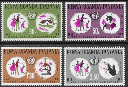 Kenya Uganda and Tanzania 1968 World Health Organization Set Fine Mint