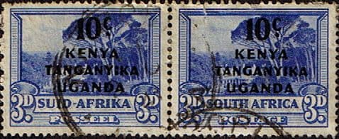 Kenya Uganda Tanganyika 1941 South Africa Overprint Pair SG 152 Fine Used
