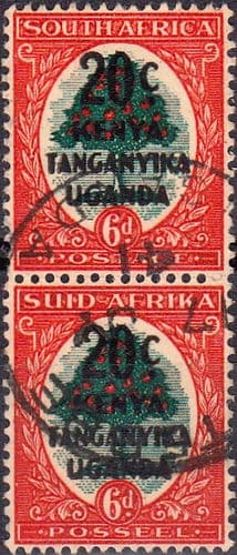 Kenya Uganda Tanganyika 1941 South Africa Overprint SG 153 Vertical Pair Fine Used