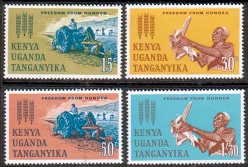 Kenya Uganda Tanganyika 1963 Freedom From Hunger Set Fine Mint