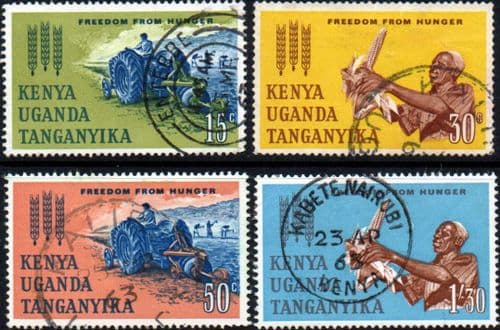 Kenya Uganda Tanganyika 1963 Freedom From Hunger Set Fine Used