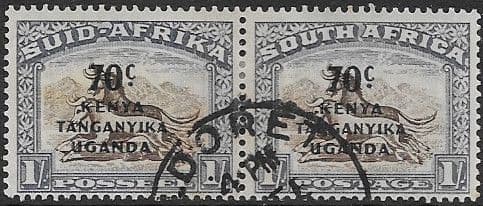 Kenya Uganda Tanganyka 1941 South Africa Overpint SG 154 Horizontal Pair Fine Used
