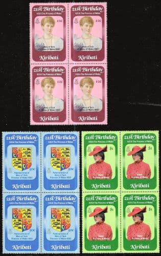 Kiribati 1982 Diana 21st Birthday Block of 4 Set Fine Mint