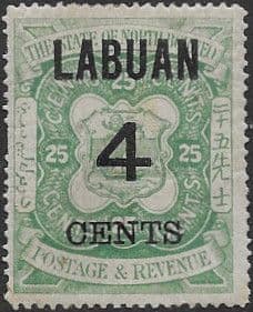 Labuan 1899 North Borneo Surch SG 108 Used