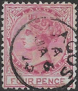 Lagos 1874 Queen Victoria SG 5 Fine Used