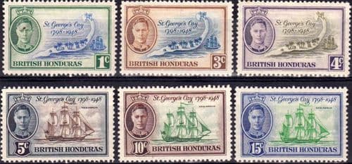British Honduras 1949 150th Anniv of Battle of Saint George's Cay Set Fine Mint