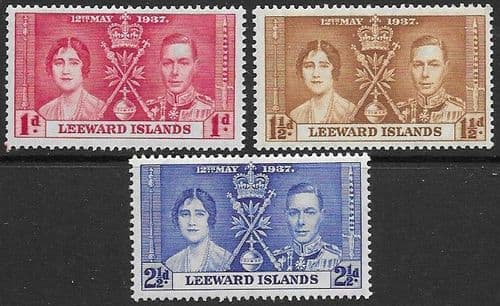 Leeward Islands 1937 King George VI Coronation Set Fine Mint
