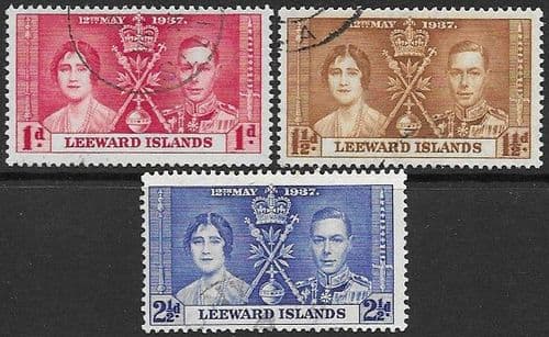 Leeward Islands 1937 King George VI Coronation Set Fine Used