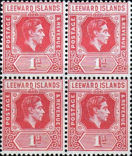 Leeward Islands 1938 SG 99c King George VI Fine Mint Block of 4