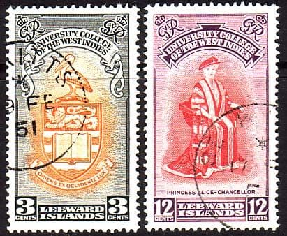 Leeward Islands 1951 British West Indies University College Set Fine Used
