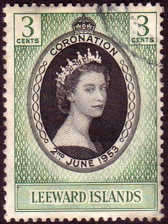 Leeward Islands Queen Elizabeth II 1953 Coronation Fine Used