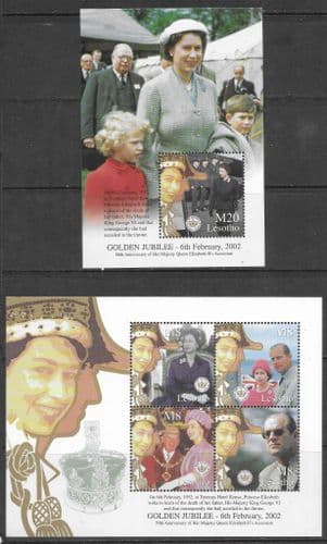 Lesotho 2002 Golden Jubilee Miniature Sheets Fine Mint