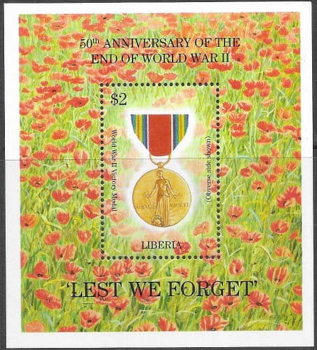 Liberia End of Second World War Miniature Sheet Fine Mint