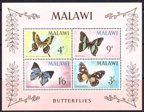 Malawi 1966 Butterflies Miniature Sheet Fine Mint