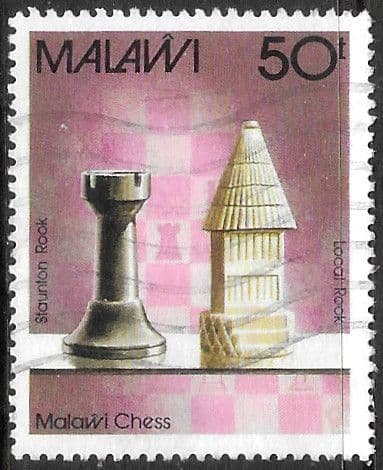 Malawi 1988 Chess. Local and Staunton chess pieces SG 782 Fine Used
