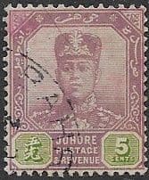 Malay State of Johore 1918 SG 92 Sultan Sir Ibrahim Fine Used