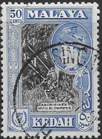 Malay State of Kedah 1957 SG 99 Aborigines with Blowpipes Fine Used