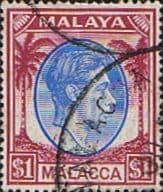 Malay State of Malacca 1949 King George VI Head SG 15 Fine Used