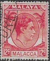Malay State of Malacca 1949 King George VI Head SG 9a Fine Used