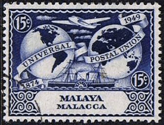 Malay State of Malacca 1949 Universal Postal Union SG 19 Fine Used