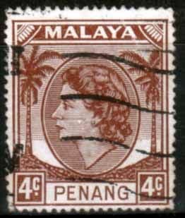 Malay State of Penang 1954 SG 30 Queen Elizabeth II Head Fine Used
