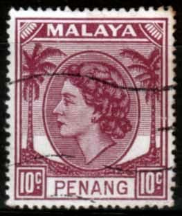 Malay State of Penang 1954 SG 34 Queen Elizabeth II Head Fine Used