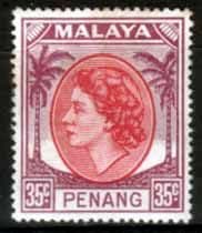 Malay State of Penang 1954 SG 39 Queen Elizabeth II Head Fine Mint