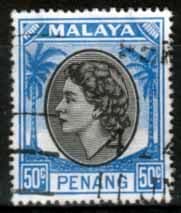 Malay State of Penang 1954 SG 40 Queen Elizabeth II Head Fine Used