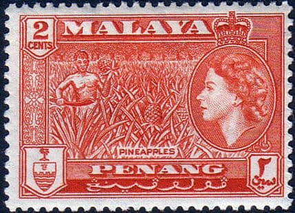 Malay State of Penang 1957 SG 45 Queen Elizabeth and Pineapples Fine Mint