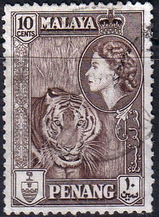 Malay State of Penang 1957 SG 49 Queen Elizabeth and Tiger Fine Used