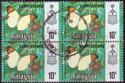 Malay State of Penang 1971 Butterflies SG 79 Fine Used Block of 4