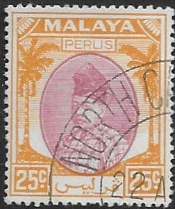 Malay State of Perlis 1951 Raja Syed Putra SG 20 Fine Used