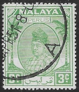 Malay State of Perlis 1951 Raja Syed Putra SG 9 Fine Used