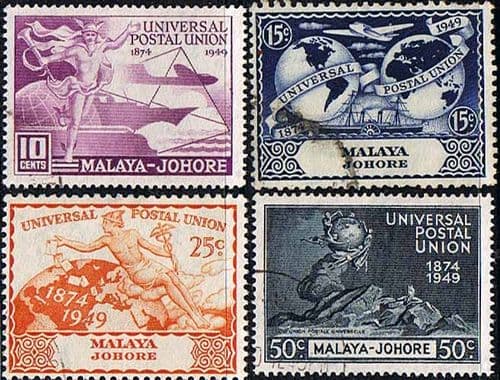 Malaya Johore 1949 Universal Postal Union Set Fine Used
