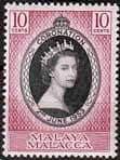 Malaya Malacca Queen Elizabeth II 1953 Coronation Fine Mint