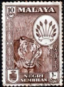 Malaya Negri Sembilan 1957 SG 73 Tiger Fine Used
