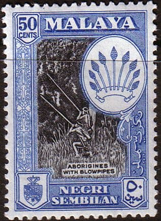 Malaya Negri Sembilan 1957 SG 76 Aborigines with Blowpipe Fine Mint