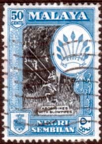 Malaya Negri Sembilan 1957 SG 76 Aborigines with Blowpipe Fine Used