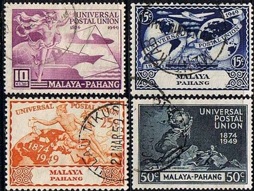 Malaya Pahang 1949 Universal Postal Union Set Fine Used