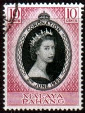 Malaya Pahang Queen Elizabeth II 1953 Coronation Fine Used