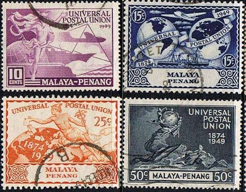 Malaya Penang 1949 Universal Postal Union Set Fine Used