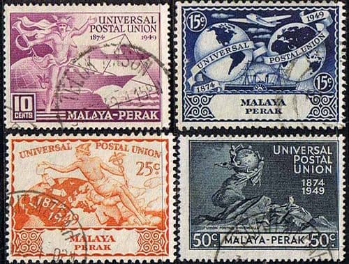 Malaya Perak 1949 Universal Postal Union Set Fine Used